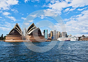 Sydney Opera House and Cruise Ship Docked in Circular Quay, Sydney, Australia