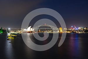 Sydney Opera House and Harbor Bridge at Night