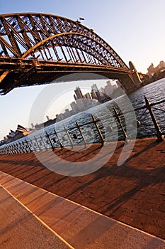 Sydney Opera House and Harbour Bridge at sundown
