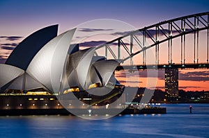 Sydney Opera House and Harbour Bridge at Sunset