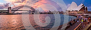 Sydney Opera House and Harbour Bridge sunset panorama
