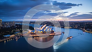 sydney opera house sunset evening aerial view landscape arts centre Australia harbour architecture