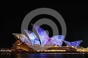 Sydney Opera House in Vivid Light Festival Colour