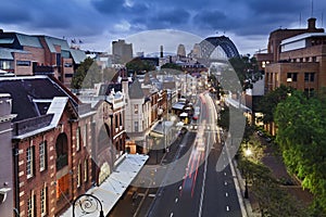 Sydney The Rocks bridge from Top sunset