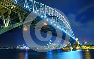 Sydney Skyline and Harbor Bridge at night