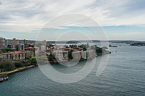 Sydney suburb Kirribilli with residential waterfront property and water views