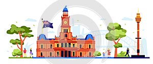 Sydney Town Hall - modern colored vector illustration