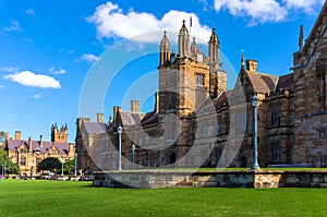 Sydney Uni building facade. University of Sydney daytime photo