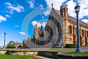 Sydney Uni building facade. University of Sydney daytime photo