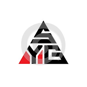 SYG triangle letter logo design with triangle shape. SYG triangle logo design monogram. SYG triangle vector logo template with red