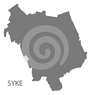 Syke German city map grey illustration silhouette shape