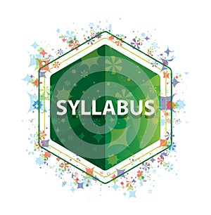 Syllabus floral plants pattern green hexagon button