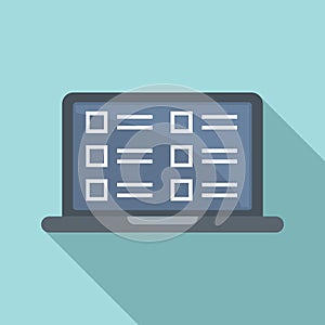 Syllabus laptop icon, flat style