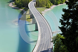 Sylvenstein Lake and Bridge, Bavaria, Germany