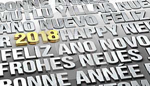 Sylvester 2018 golden new year multilingual