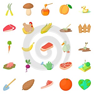 Sylviculture icons set, cartoon style