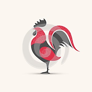 Symbol of 2017 on the Chinese calendar. Vector rooster illustration