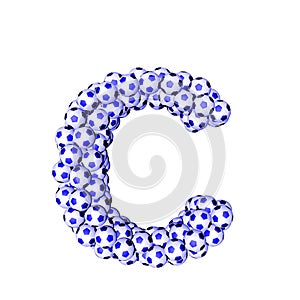 Symbol 3d made from soccer balls. letter c