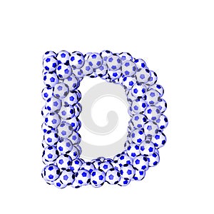 Symbol 3d made from soccer balls. letter d
