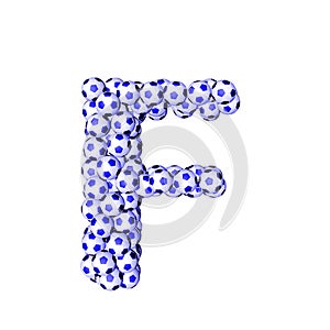 Symbol 3d made from soccer balls. letter f