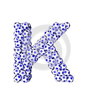 Symbol 3d made from soccer balls. letter k