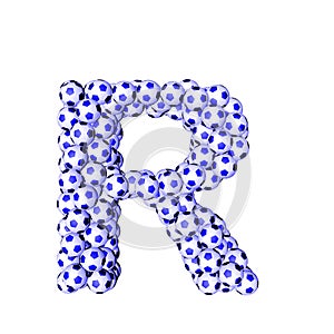 Symbol 3d made from soccer balls. letter r