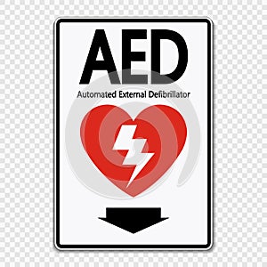 Symbol AED Sign label on transparent background photo