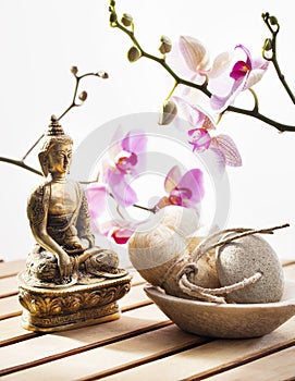 Symbol of beauty and relaxation with Buddha and or