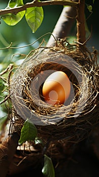 Symbol of beginnings Nest cradles a solitary, precious egg