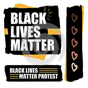 The Symbol Of Black Life Matters. Protest banners about a person. The right of black people in America.