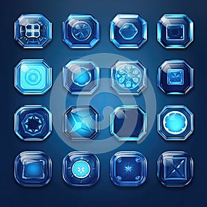 symbol blue glass button ai generated