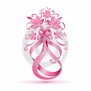 Symbol for breast cancer survivor pink velvet ribbon color for breast cancer awareness violet ribbon