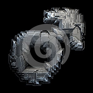 Symbol butch made of metal isolated on black background. 3d