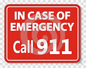 symbol Call 911 Sign on transparent background