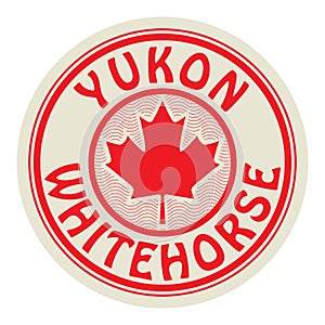 Symbol of Canada - The Maple Leaf, and text Yukon and Whitehorse