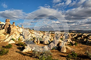 Symbol of Cappadocia - Fairy Chimney or Multihead stone mushrooms in Pasabag Valley, Anatolia,