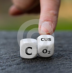 Symbol for carbon capture, utilization and storage CCUS.