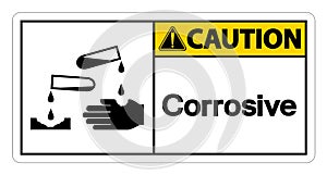 symbol Caution Corrosive Symbol Sign on white background,Vector illustration