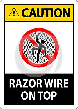 Symbol Caution Sign Razor Wire on Top