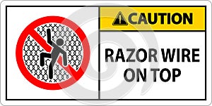 Symbol Caution Sign Razor Wire on Top