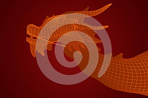 symbol of chinese new year. long flying dragon kite. vector 3d illustration