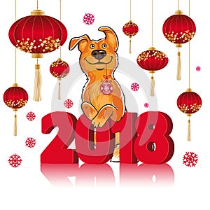 Symbol of the Chinese New Year 2018. Year of the dog. Design for