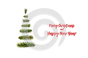 Symbol Christmas tree from a fir branches on white background. C