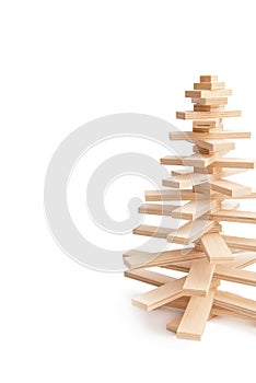 symbol Christmas tree from a wooden on white background