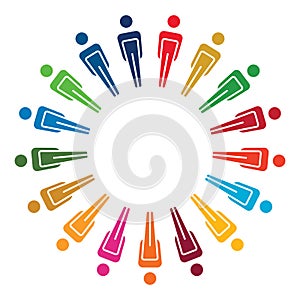 Symbol of Circle formed by a group of human icons in ESG colors