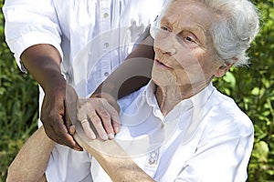 Symbol of comfort and support from a care giver to the Senior