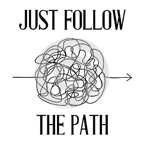 Symbol of complicated way, chaos, follow the path