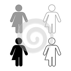 Symbol concept of gender loyalty Transvestite concept Homosexual icon set grey black color illustration outline flat style simple