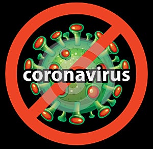 Symbol of Coronavirus is crossed out with red STOP sign