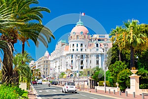 Symbol of the Cote d'Azur, the Negresco hotel, famous luxury hotel on the Promenade des Anglais photo